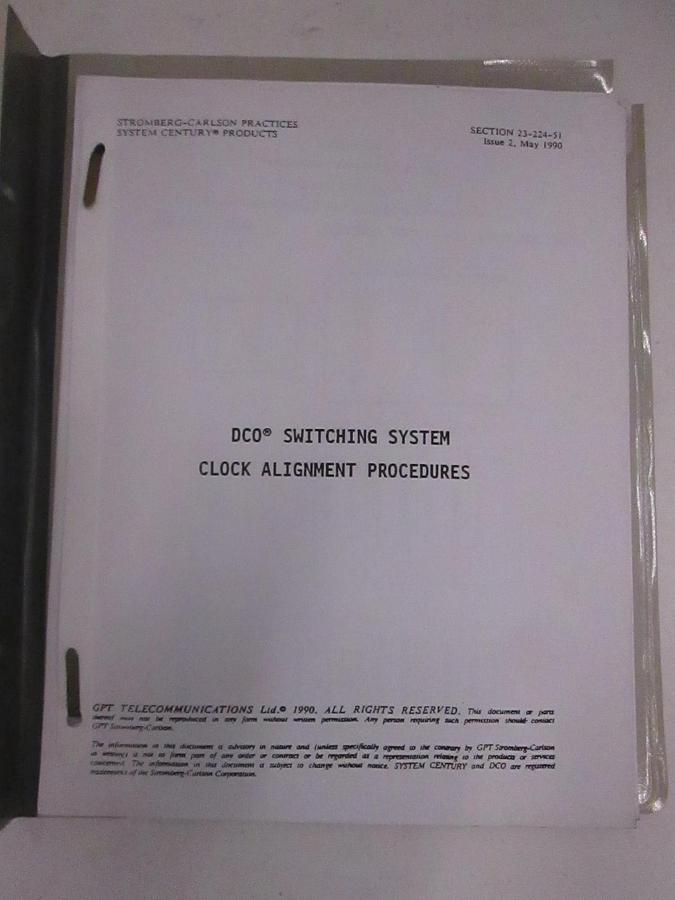 Used Stromberg-Carlson DCO Switching System Clock Alignment Procedures, Used