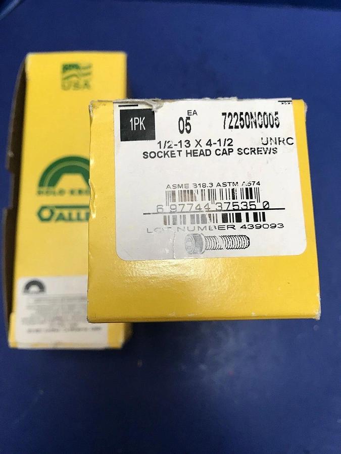 Holo Krome 1/2-13x4-1/2 Hex Socket Head Cap Screw, Lot of 10