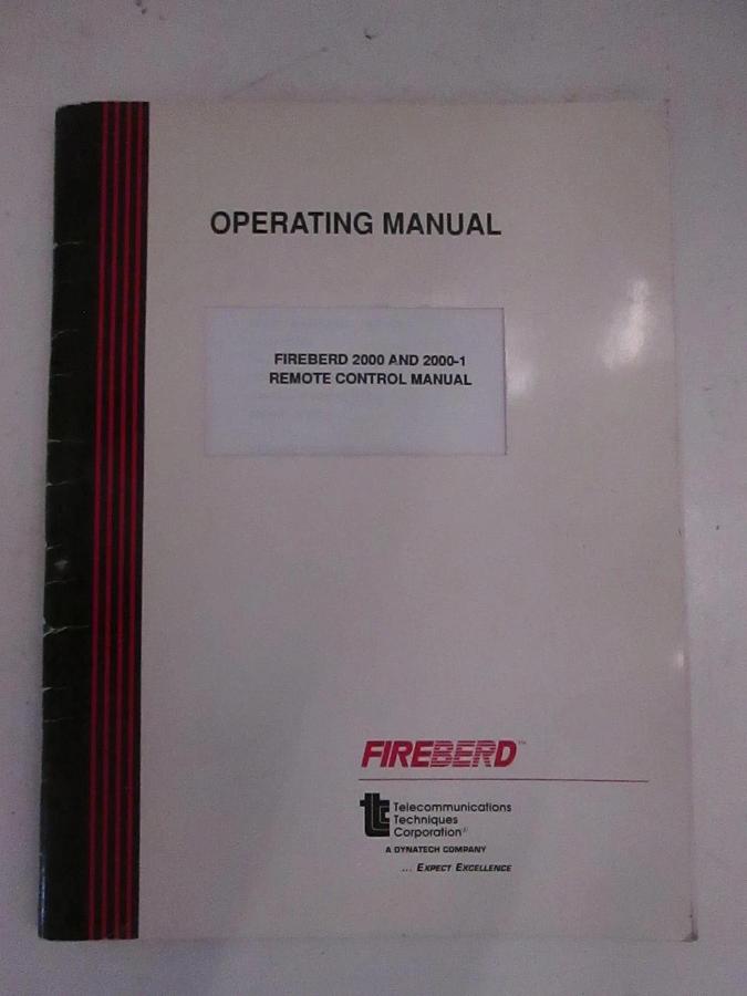 Used Telecommunications Fireberd 2000 and 2000-1 Remote Control Manual, Used
