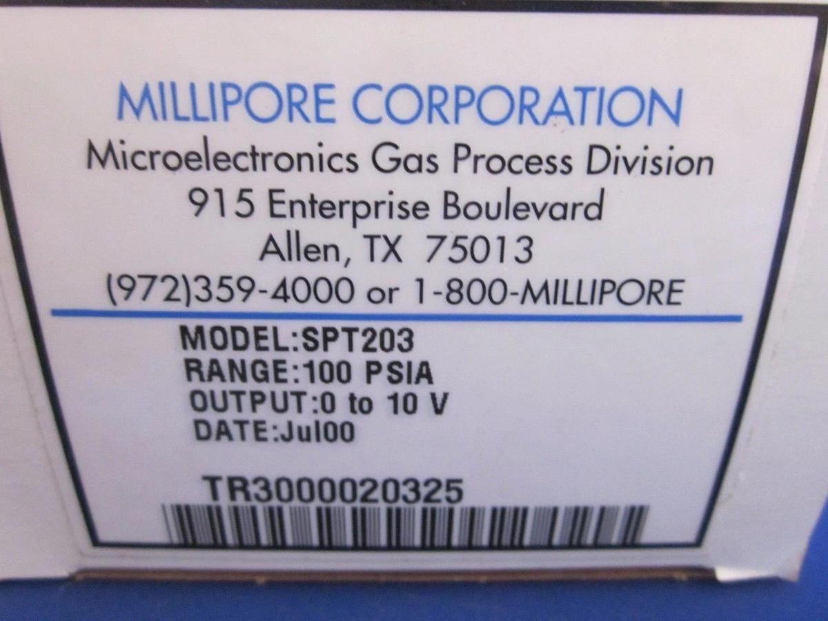Used Millipore SPT203 Pressure Transducer 100 PSIA 0-10V, TR3000020325, NEW in BOX