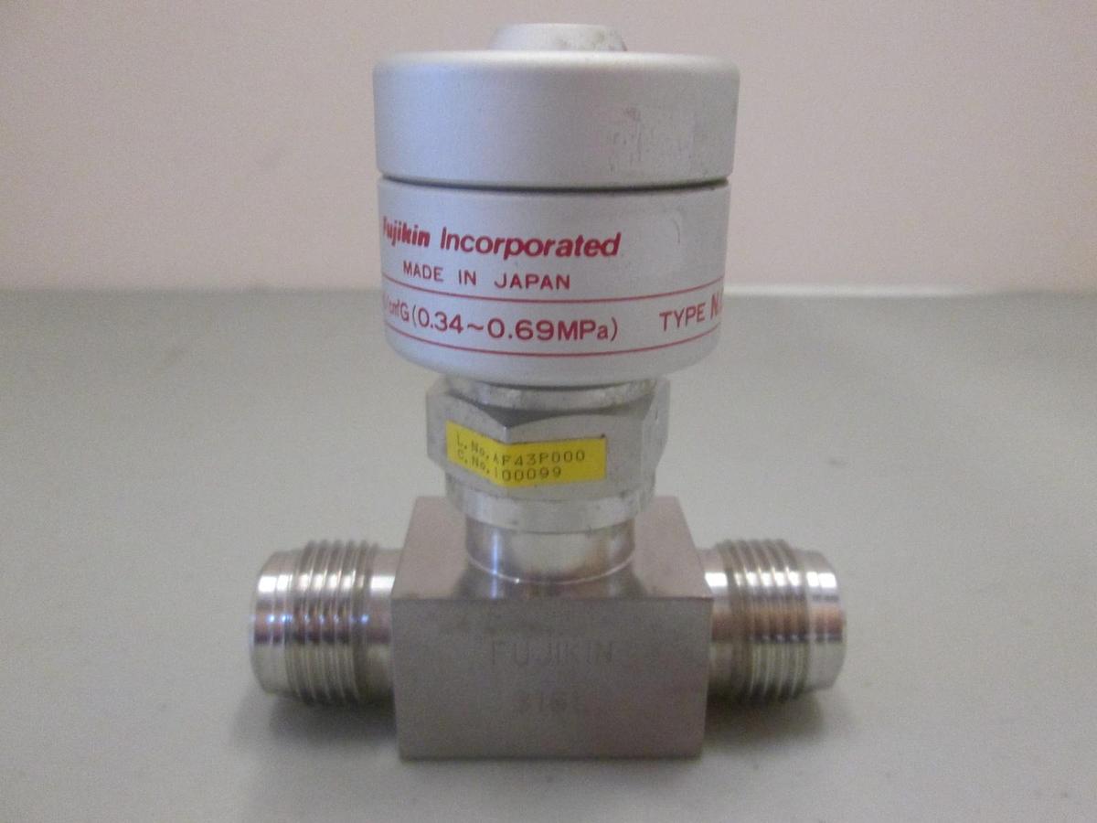 Used Fujikin Mega-Mini, 3.5-7kgf, Pneumatic Valve, 1/2" MVCR, Used