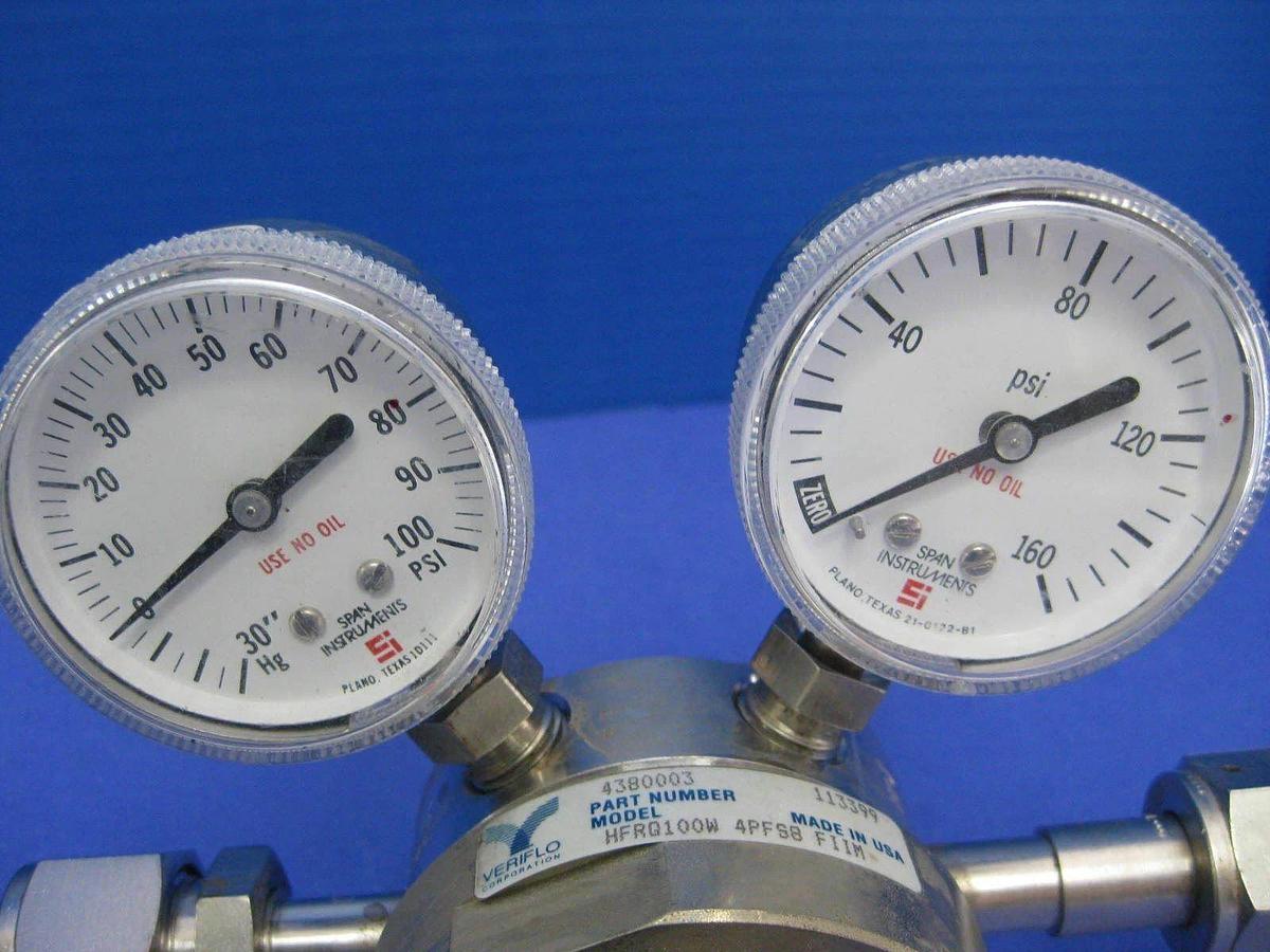 Used Veriflo Gas Stick Assy w/ HFRQ100W Regulator, 43700479 High Flow Valves, Gauges
