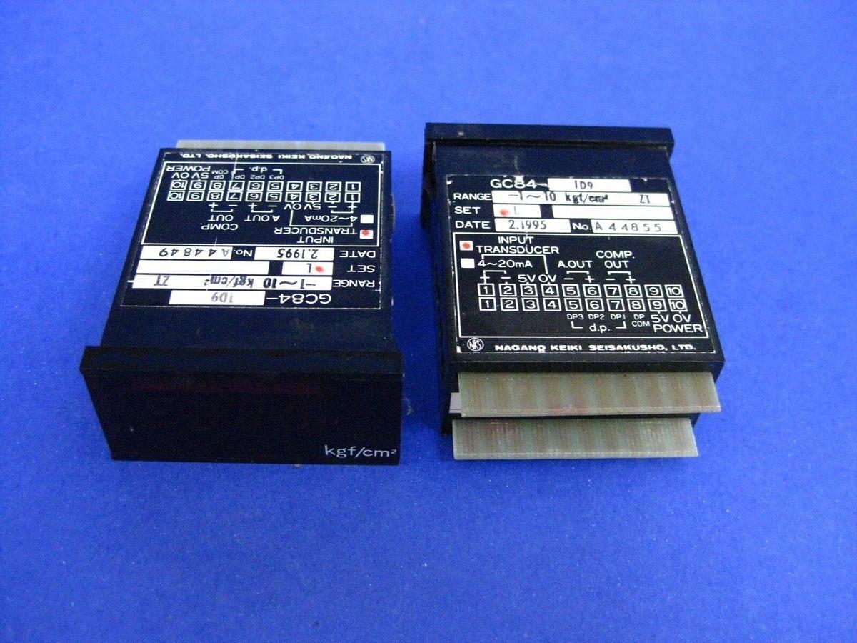 Used Nagano Keiki GC84-1D9 Digital Indicator, -1 to 10 kgf/cm2, Lot of 2, Used