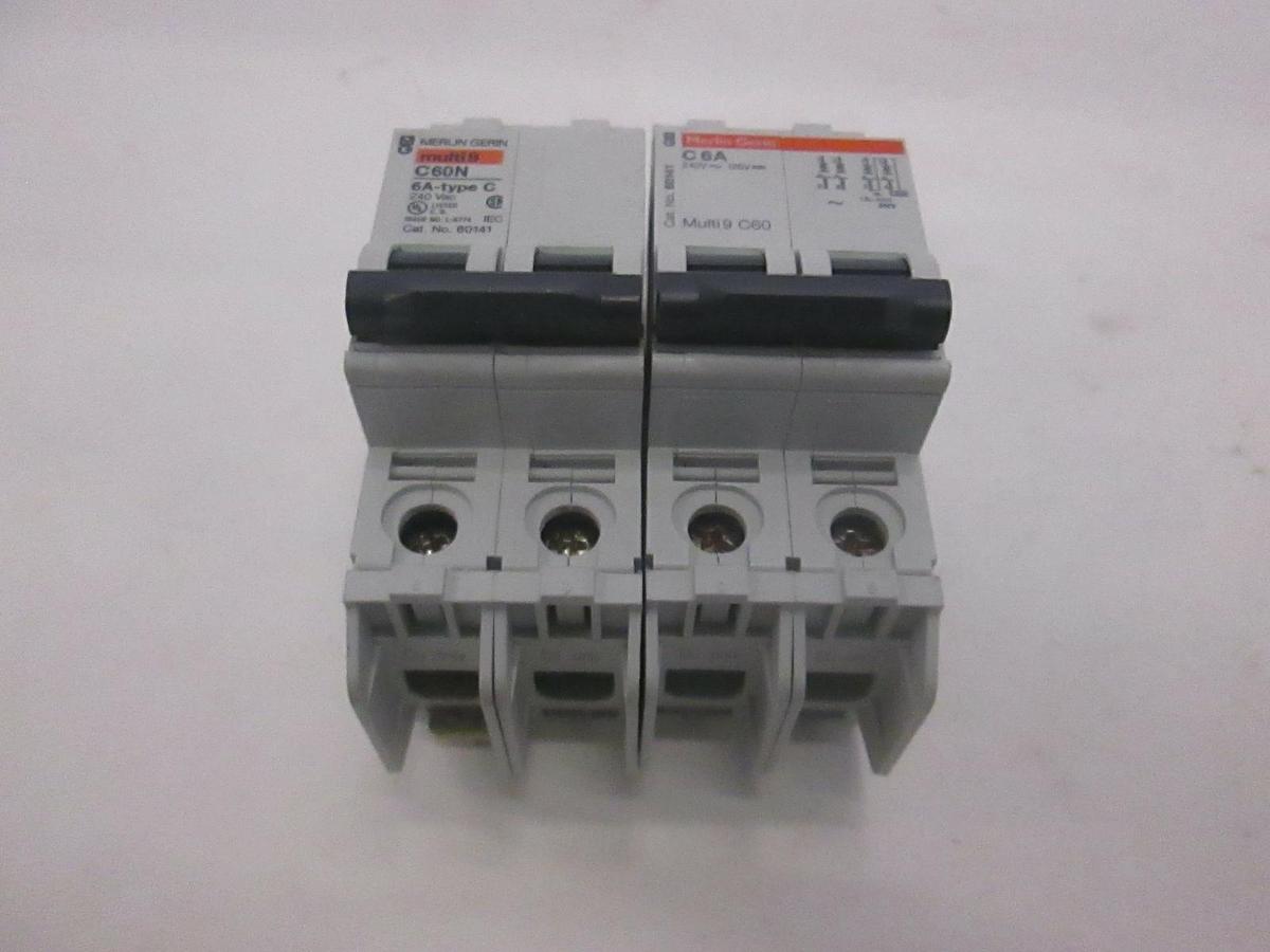 Used Merlin Gerin, Multi9 C60N and C6A, Circuit Breaker, Used, Lot of 2