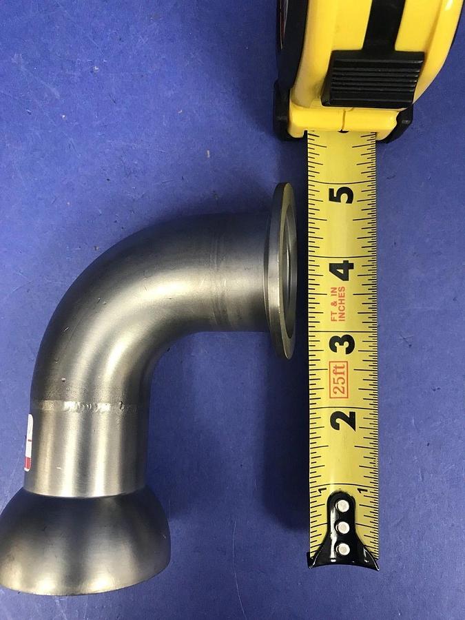 Stainless Steel 90° Elbow Vacuum Pipe w/ 50/30 Ball Socket to NW40, Used
