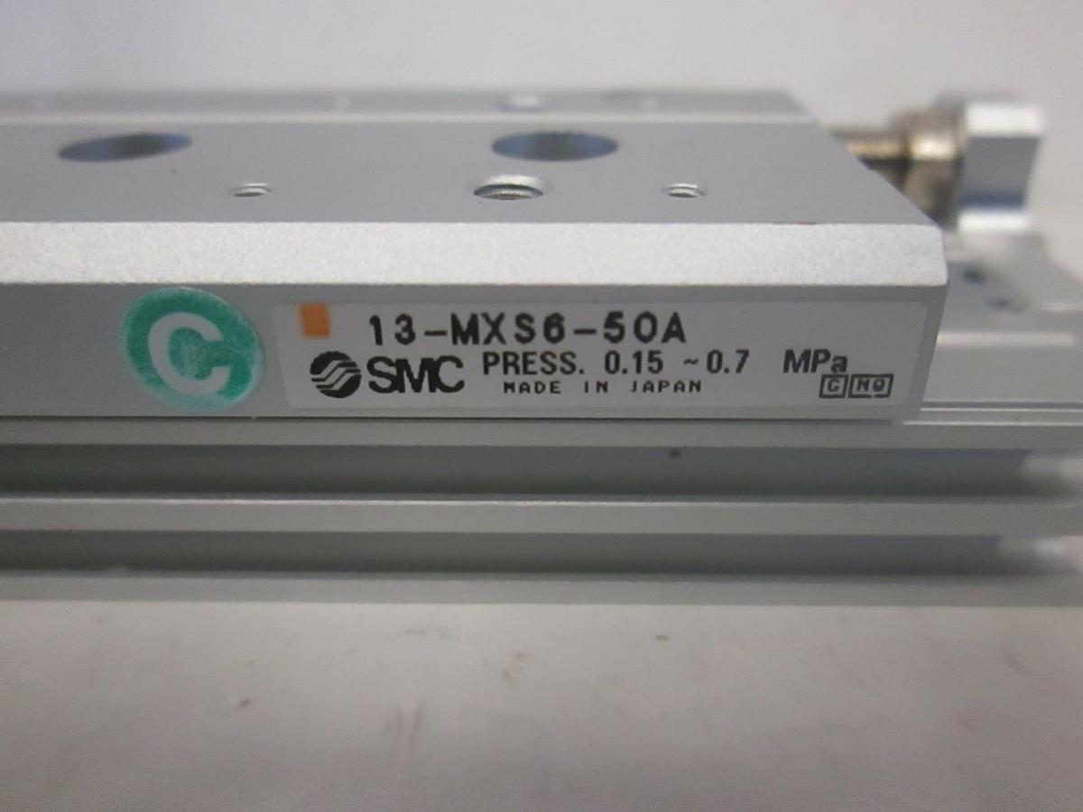 Used SMC 13-MXS6-50A Pneumatic Linear Guided Air Cylinder, Used