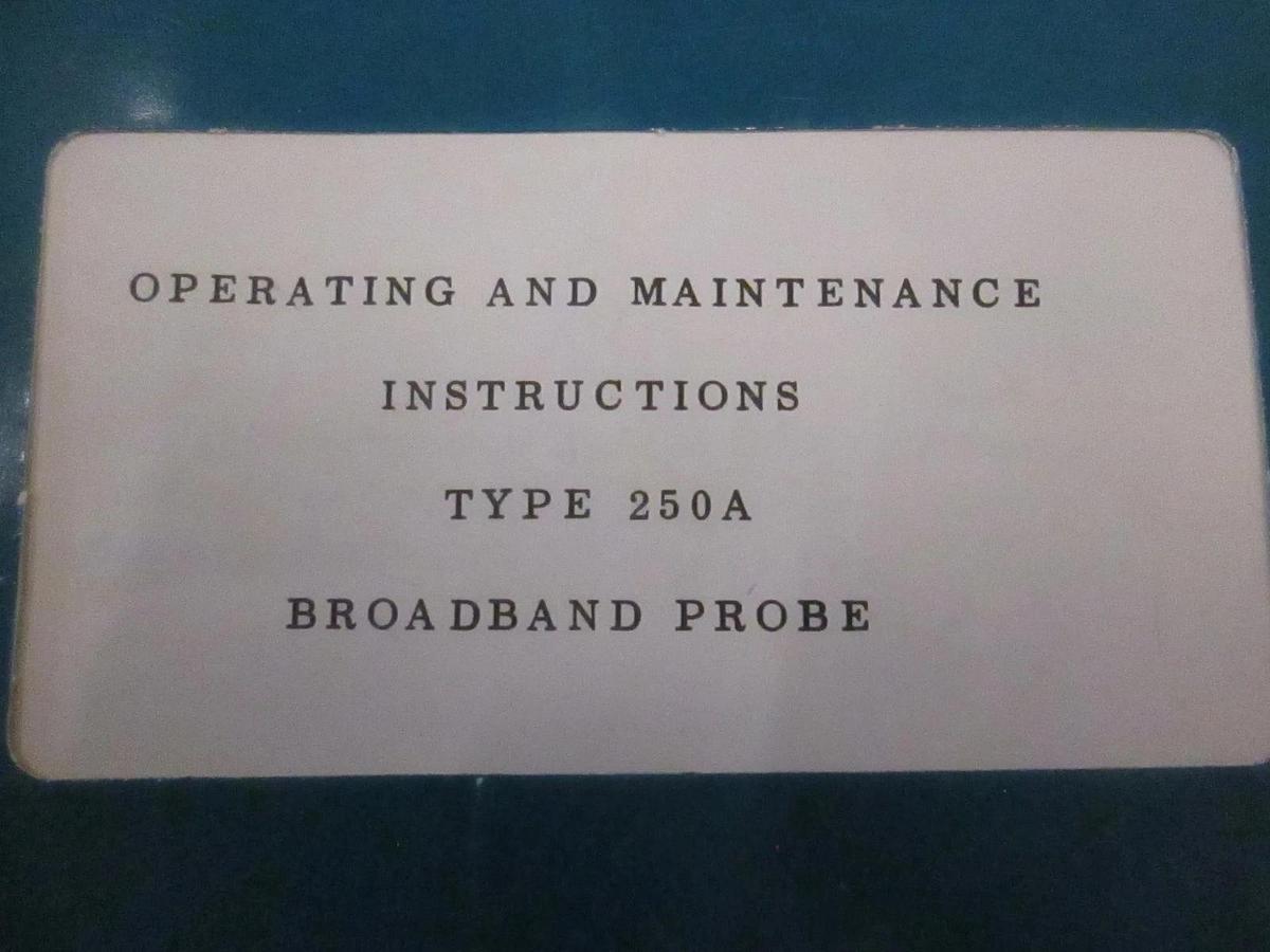 Used PRD Broadband Probe Series 250A Operating and Maintenance Manual, Used