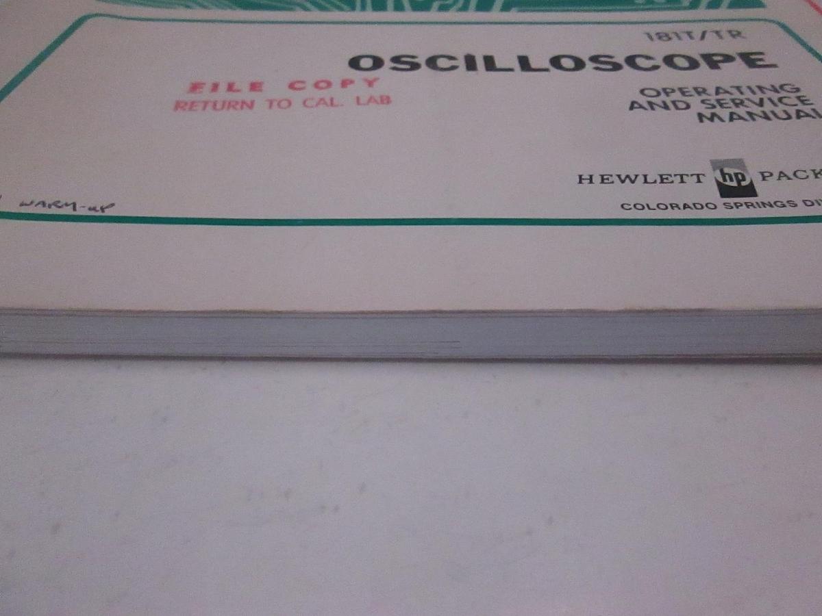Used HP 181T/TR Oscilloscope Operating and Service Manual, Used