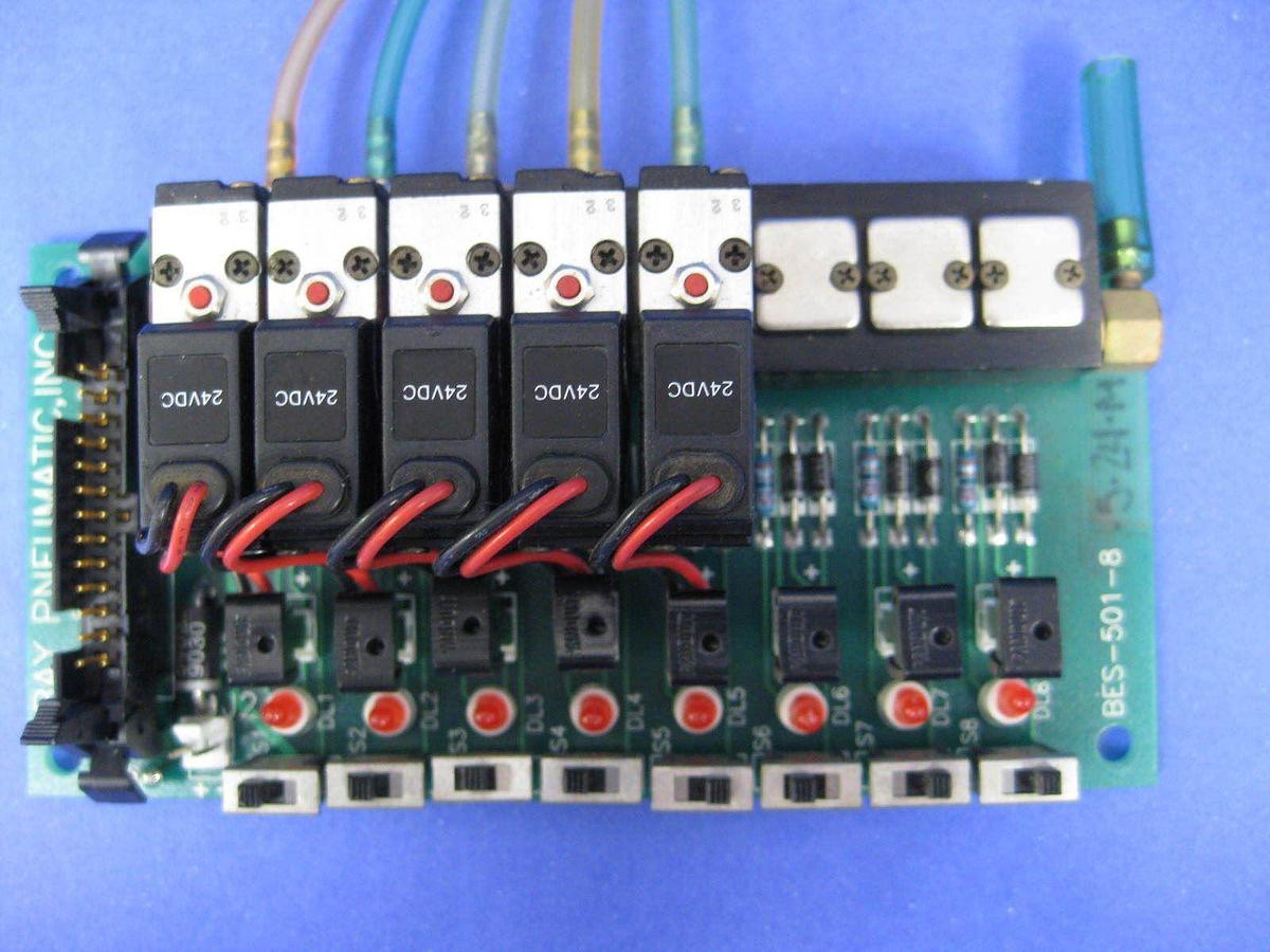 Used Bay Pneumatic Inc BES-501-8 PCB w/ Humphrey HA010E1 Solenoid Valves, Used