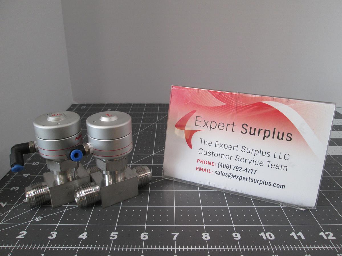 Used Fujikin, 316L Pneumatic Valve Type N.C. 3.5-7kgf/CM2G Used Lot of 2