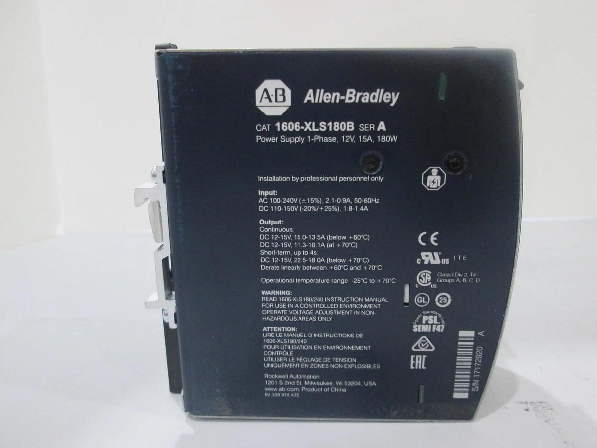 Allen-Bradley, 1606-XLS180B, Power Supply, 12V, 15A, 1-Phase, 180W, New