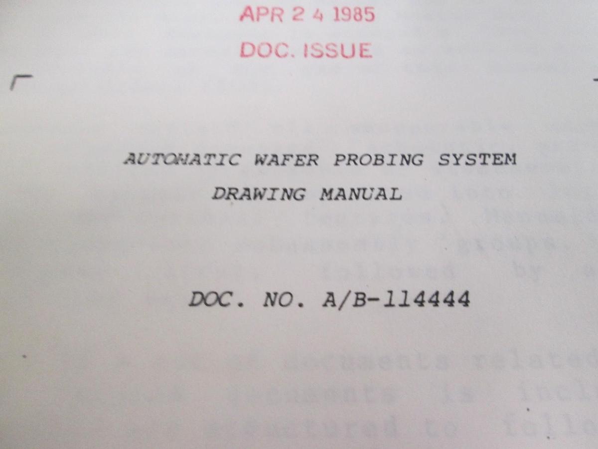 Used Electroglas, Automatic Wafer Probing System Drawing Manual, Used