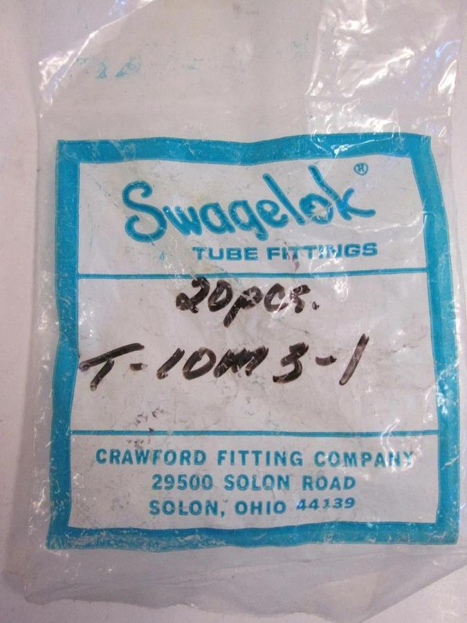 Swagelok T-10M3-1, White Tube Fittings, Lot of 20