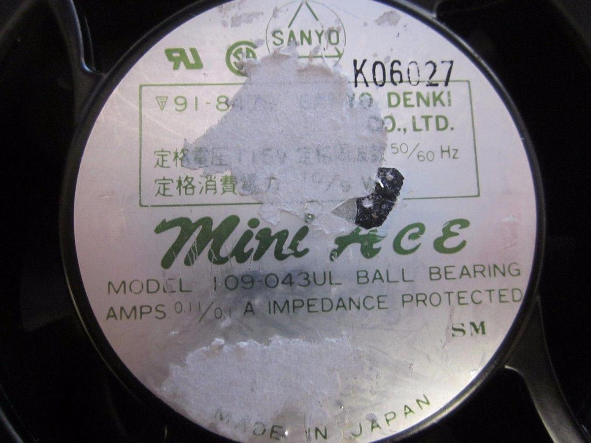 Used Sanyo Denki 109S091 Mini Ace 25 Fan, 100V, 50/60HZ, 8/7W, 0.1/.09A