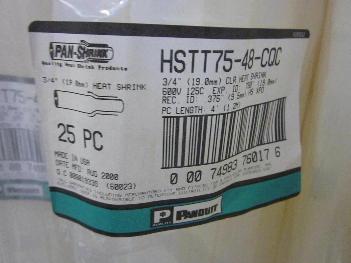 PAN-Shrink HSTT75-48-COC Clear Heat Shrink, 3/4 " x 4' - Lot of 25