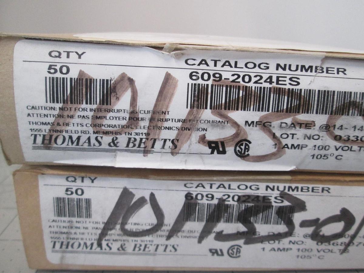 Thomas Betts, 609-2024ES, 20 POS, Male, Header Connector, New, Lot of 100