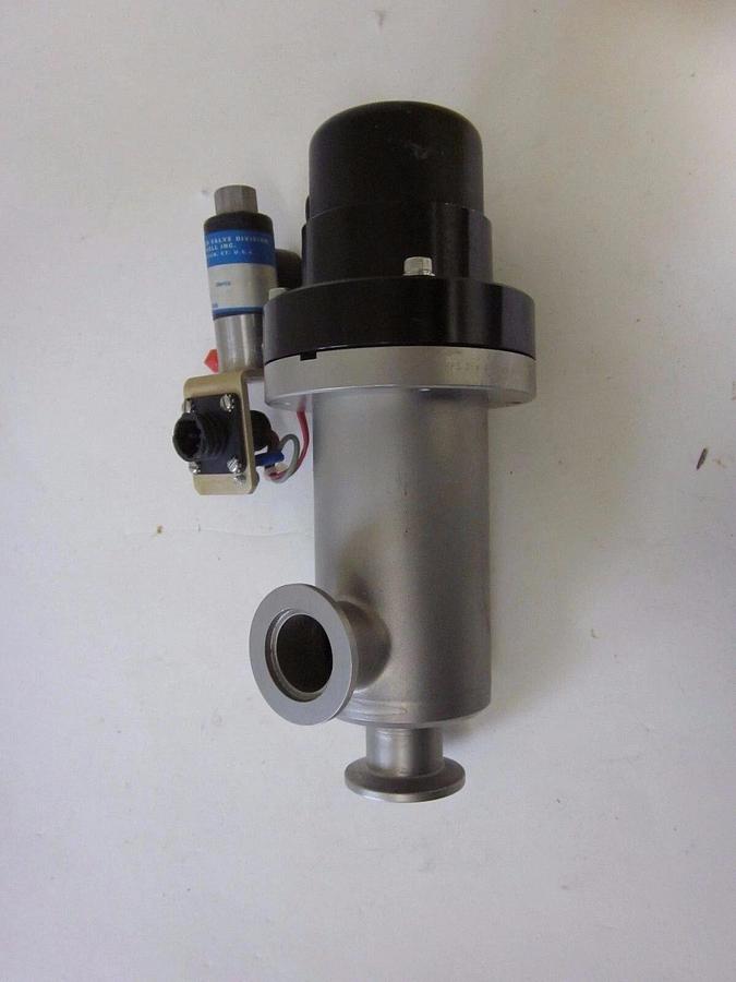 Used HPS MKS Vacuum Bellows Sealed Angle Gate Valve NW-25, 1" w/ Skinner Solenoid