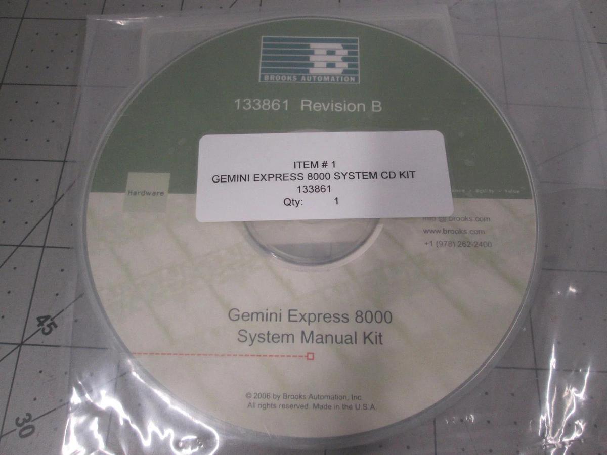 Brooks, 133861, Gemini Express 8000, CD System Manual Kit REV B, New