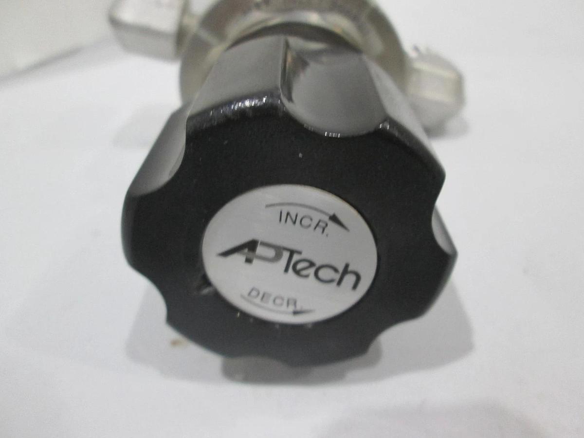 Used APTech, AP1802S 2PW MVE8 MVE8 P, Regulator w/ 1/2" Elbow Fittings, Used