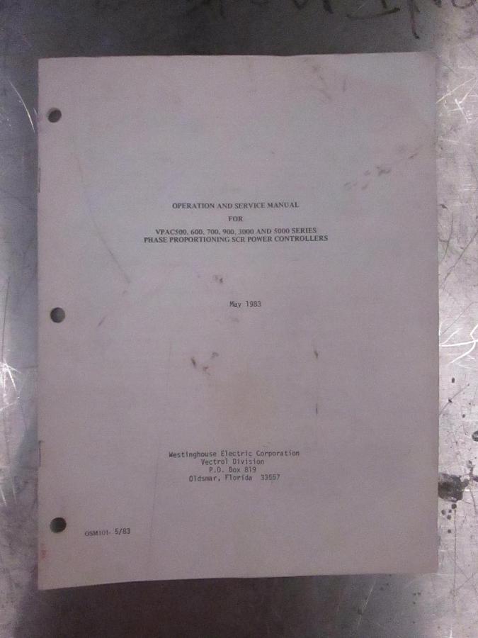 Used Operation and Service Manual for VPAC500,600,700,900,3000 And 5000Serires, Used