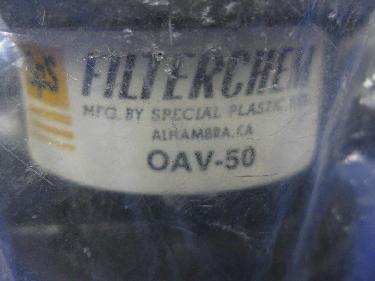 Used Filter Chem OAV-50 PVC One Way Air-Operated Valve, 1/2" Step Down, Used