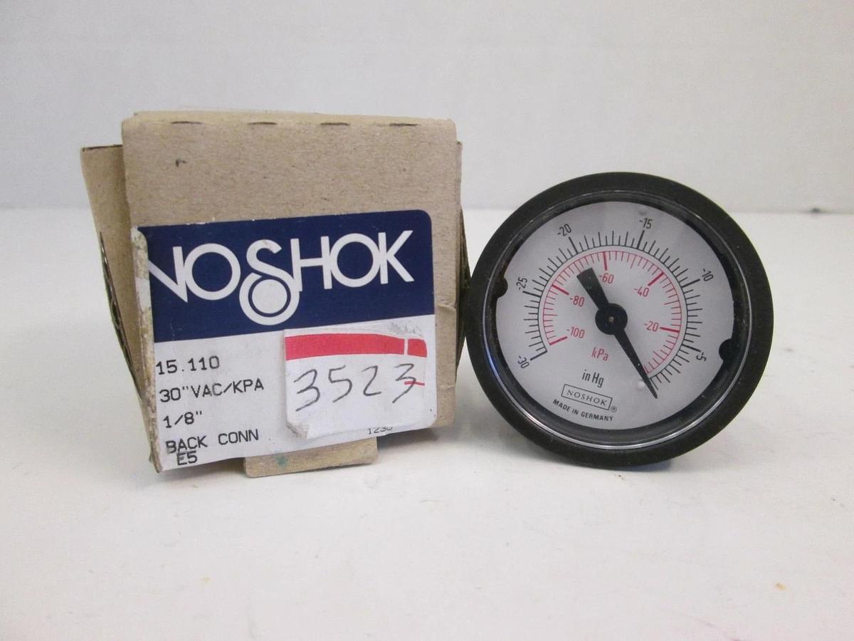 Used Noshok 15.110 Pressure Gauge 1/8", -30-0 in Hg