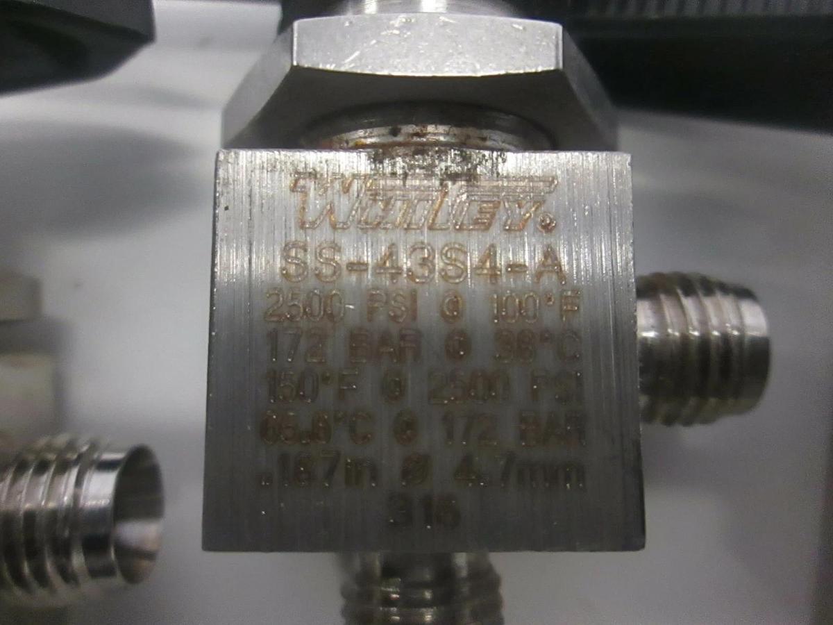Used Whitey , SS-43S4-A, Right Angle Ball Valve, Used, Lot of 3