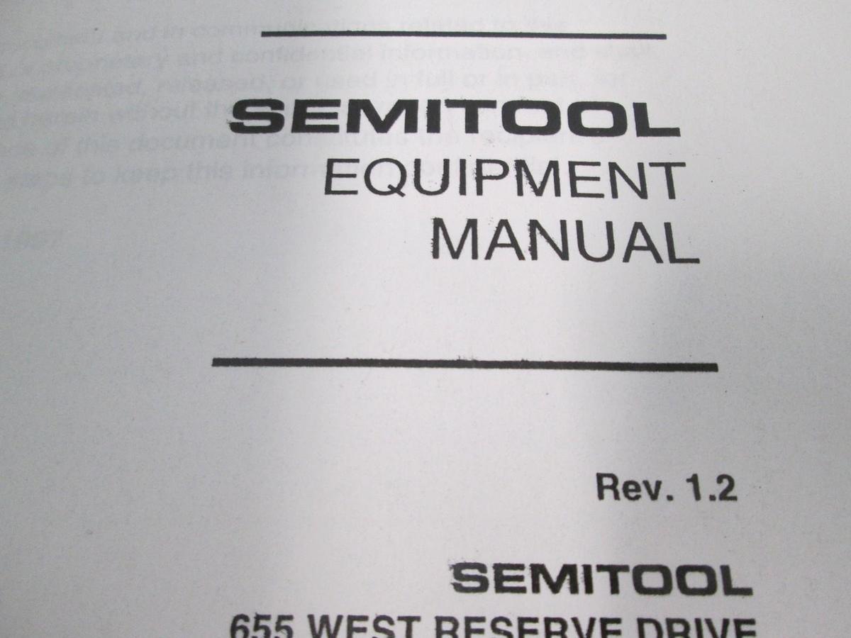 Used Semitool, Spin Rinser/ Dryer, PSC 101 Controller, REV 1.2, Equipment Manual, Use