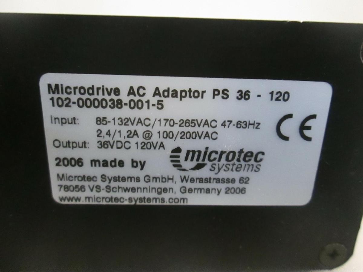 Used Microtec Systems, Microdrive AC Adaptor PS 36-120, Used