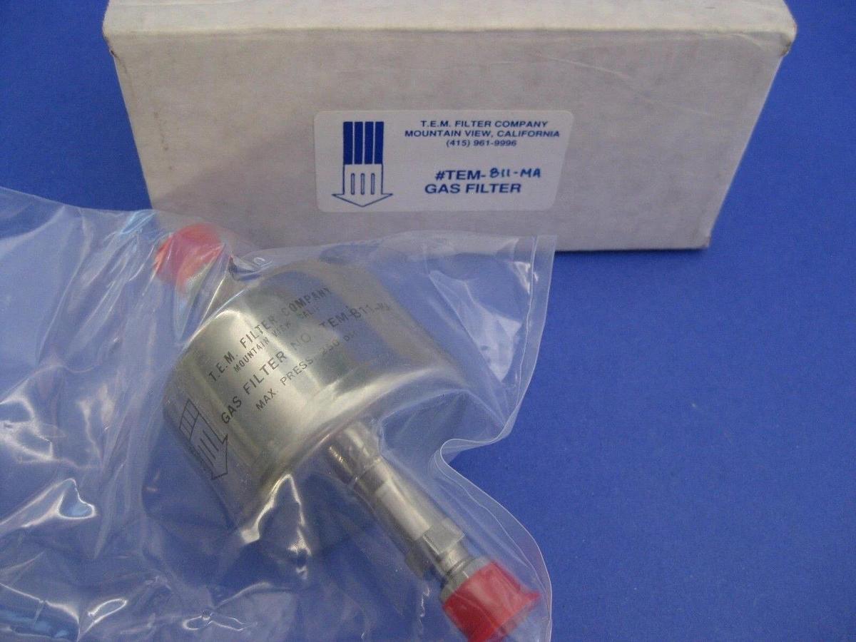 Used T.E.M. TEM-811-MA 800 Series Gas Filter, Teflon Membrane, 1/4" Compression, NIB