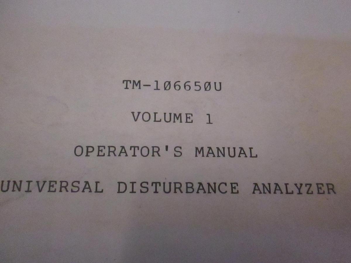 Used Dranetz TM-106650U Volume 1 Disturbance Analyzer Operators Manual, Used