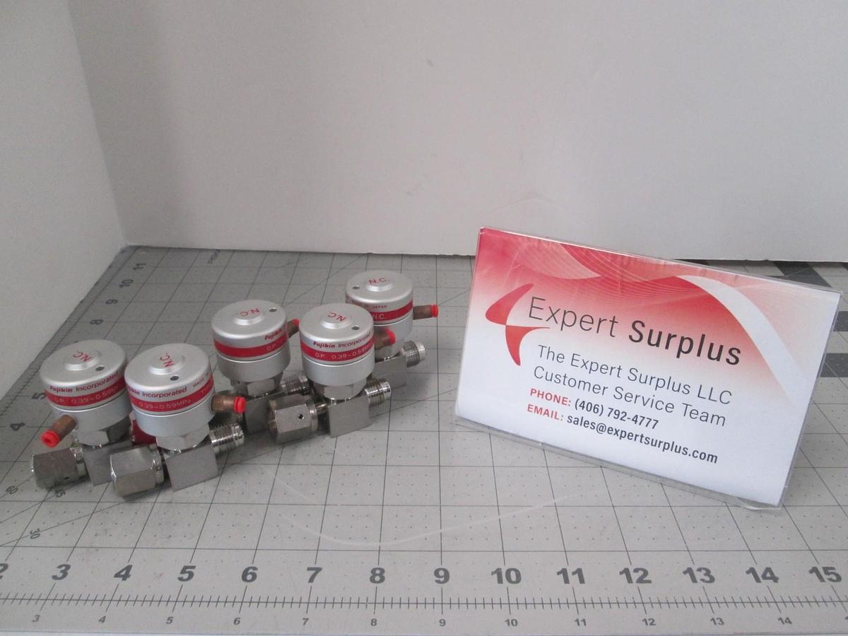 Used Fujikin, Diaphragm Valve, O.P 0.39-0.59MP, Used, Lot of 5