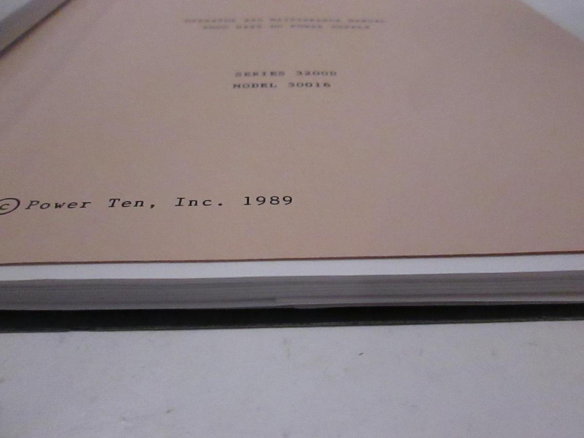 Used Power Ten Series 3200D Model 30016 Operator and Maintenance Manual, Used