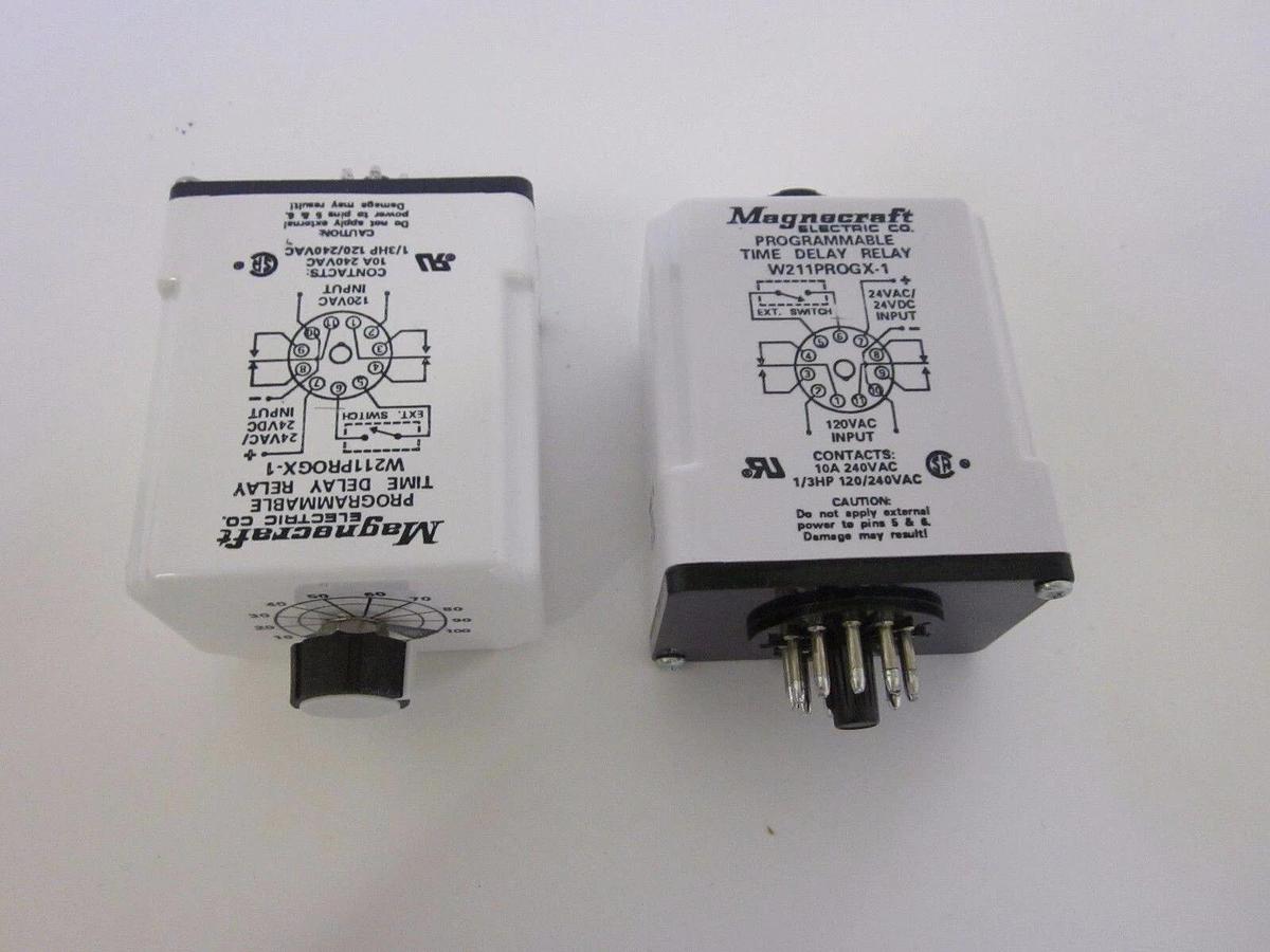 Used Magnecraft Electric W211PROGX-1 Programmable Time Delay Relay, Lot of 2 Used