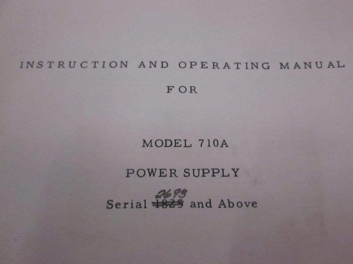 Used HP Model 710A Power Supply Instruction and Operating Manual, Used