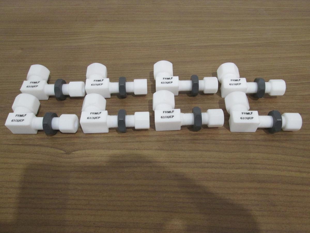 Teflon Fitting FRMLF-610UEP, Female Elbow Reducer 6mmX10mm, Longflare, Lot of 8