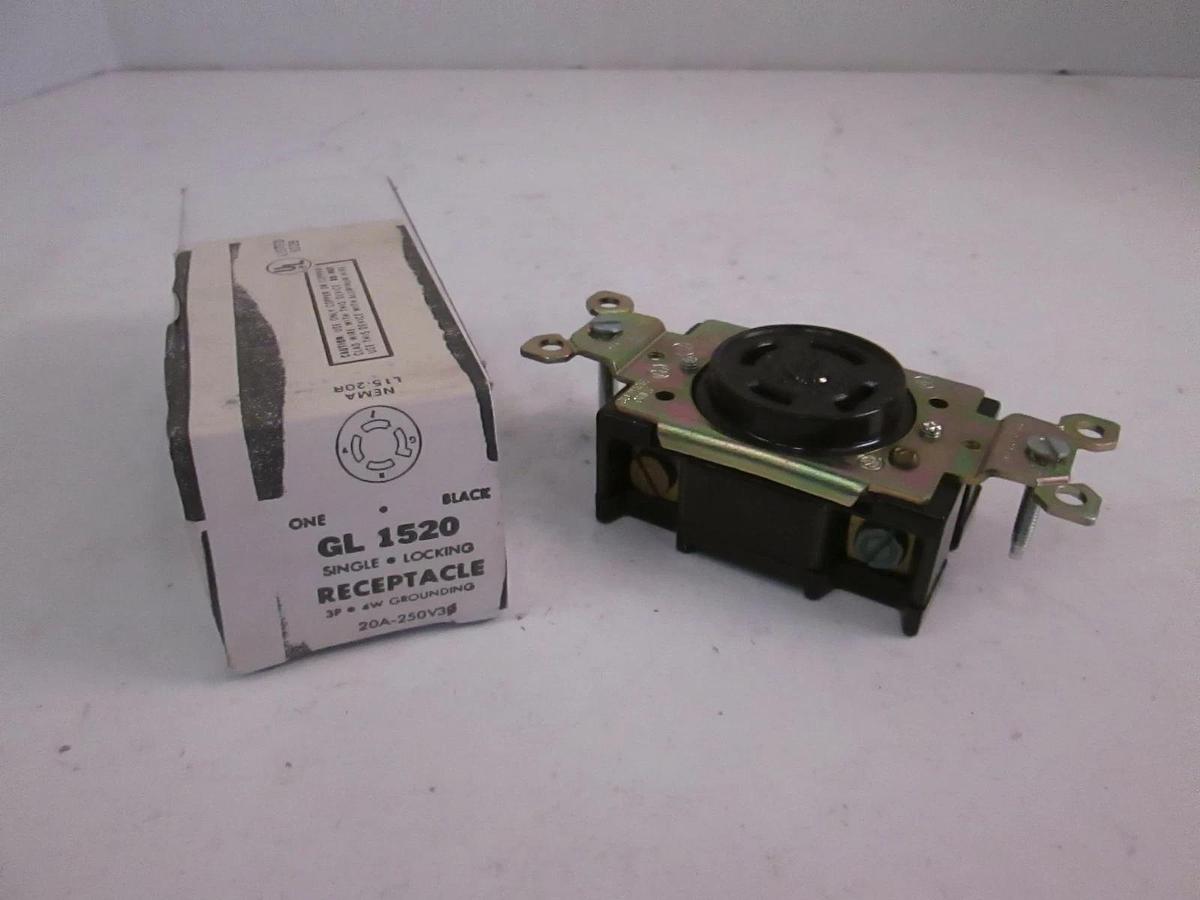 General Electric, GL1520 Single Locking Receptacle, 4W Grounding, New