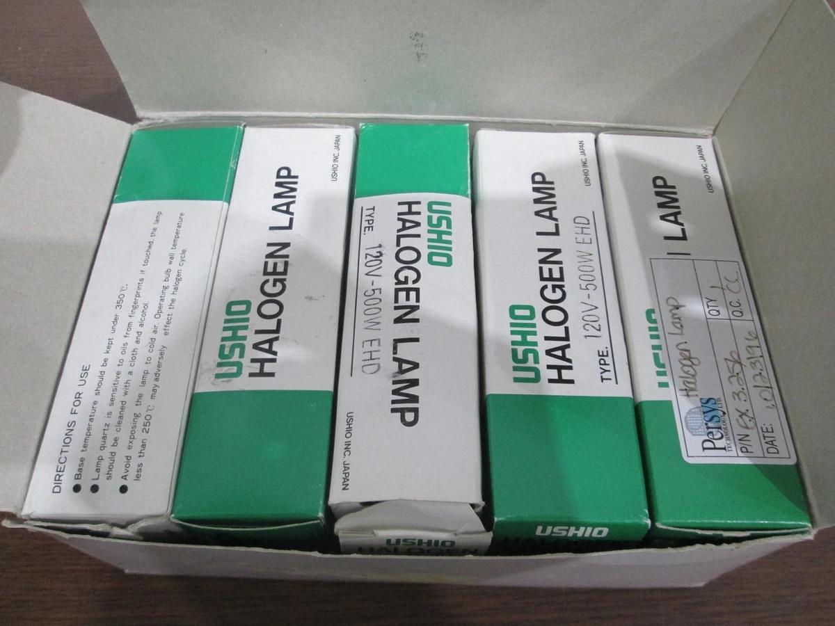 Used Ushio, 120V-500W EHD, Halogen Lamp, New, Lot of 10