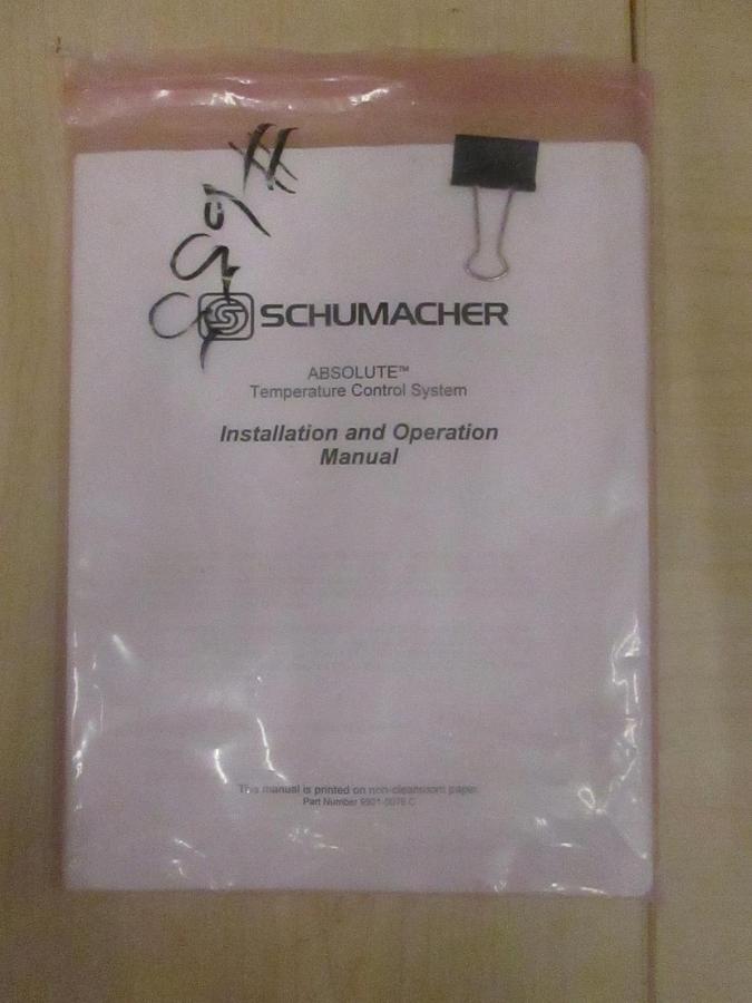 Used Schumacher Absolute Temperature Control System Installation and Operation Manual