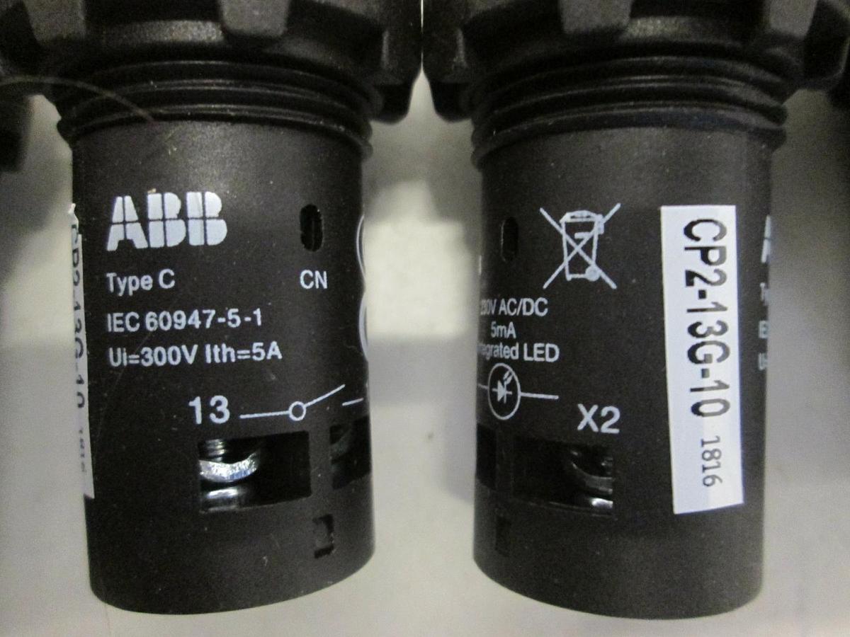 Used ABB, Type C, CP2-13G-10, Green Push Button Switch, Used, Lot of 6