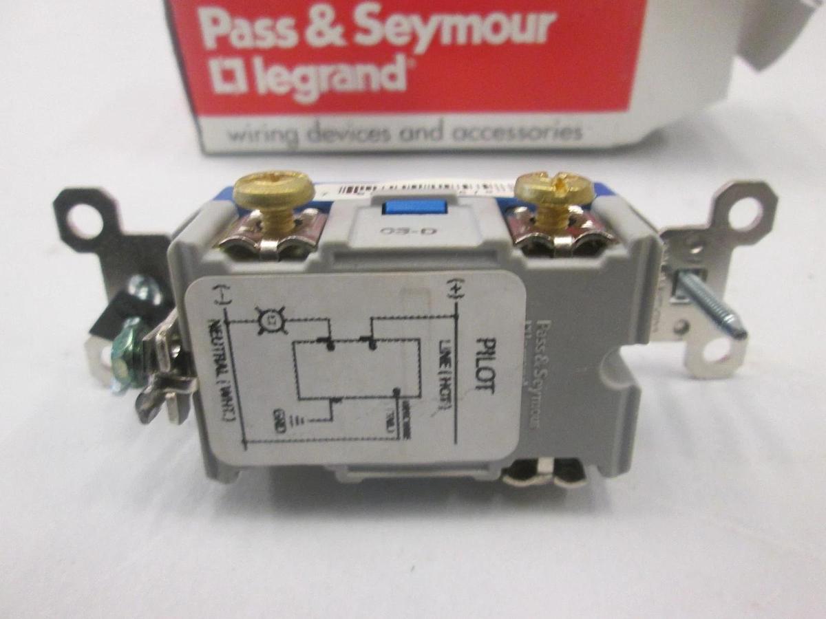 Used Pass & Seymour, PS15AC1-CPL, Single Pole Pilot Switch, 15A, 120VAC, New