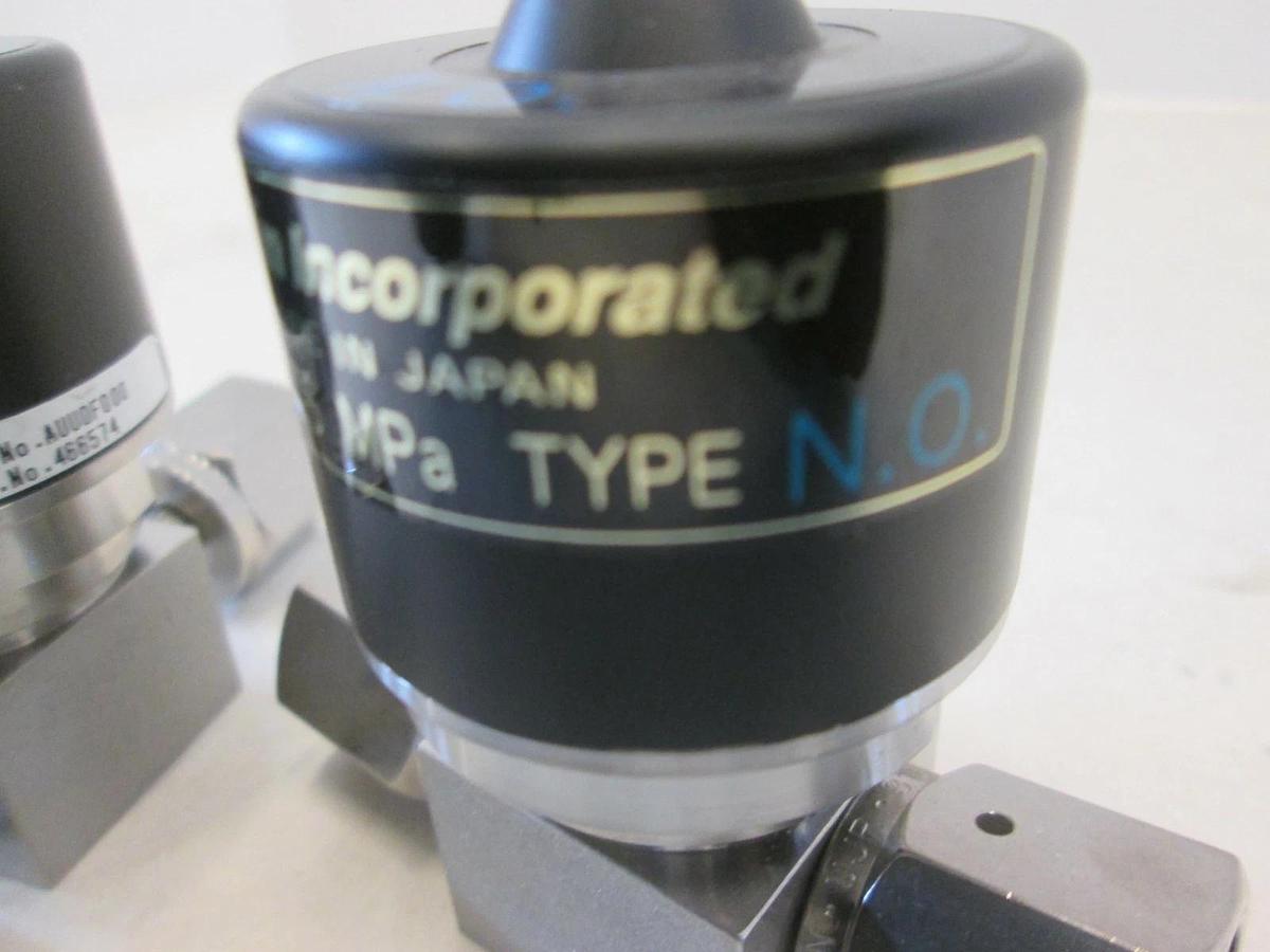 Used Fujikin, O.P. .4-.6 MPa Pneumatic Valve, N.O, 316L, Used, Lot of 2