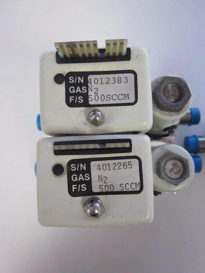 Used Precision Flow 401 MFC, Gas: N2, Range: 500SCCM, 1/4" M VCR In/Out - LOT of 2