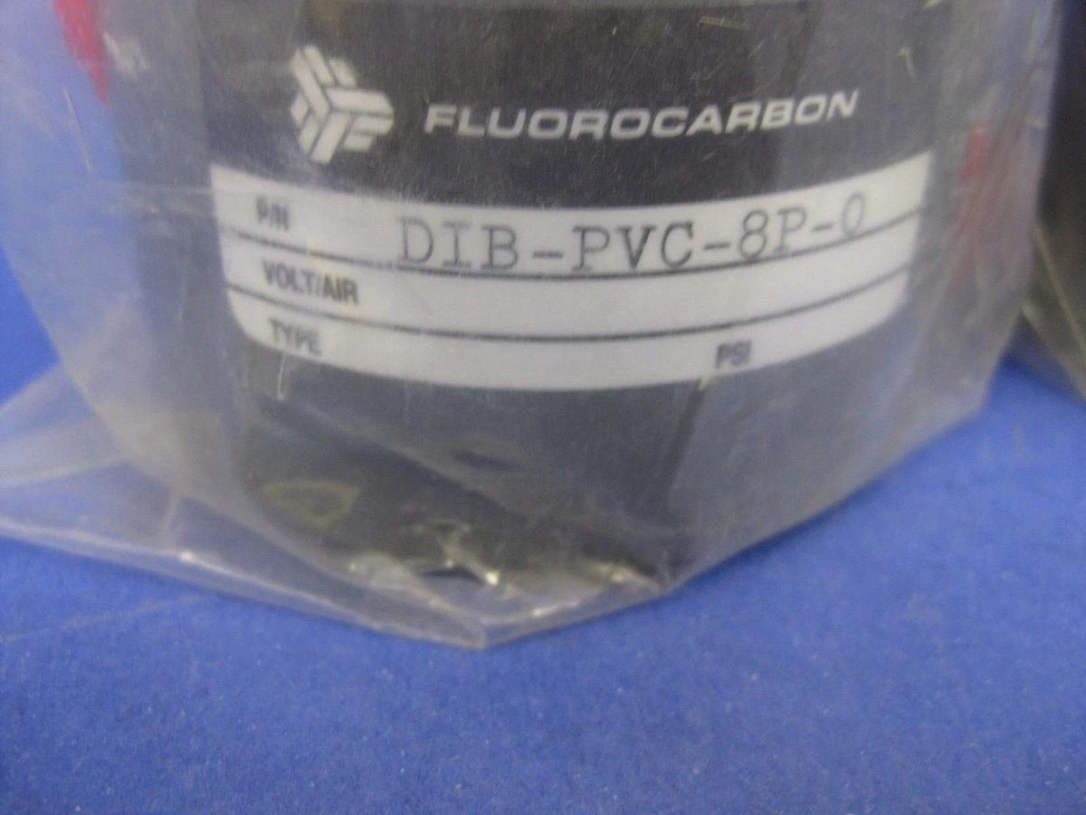 Fluorocarbon DIB-PVC-8P-O Pneumatic Valve, Normally Open - LOT of 2 New