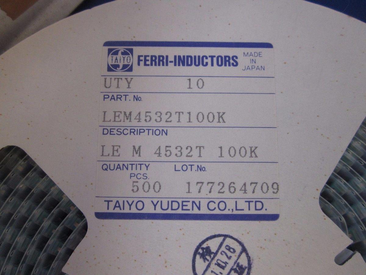 Used TAIYO YUDEN Ferri-Inductors Fixed Inductor LEM4532T100K, Box of 2000