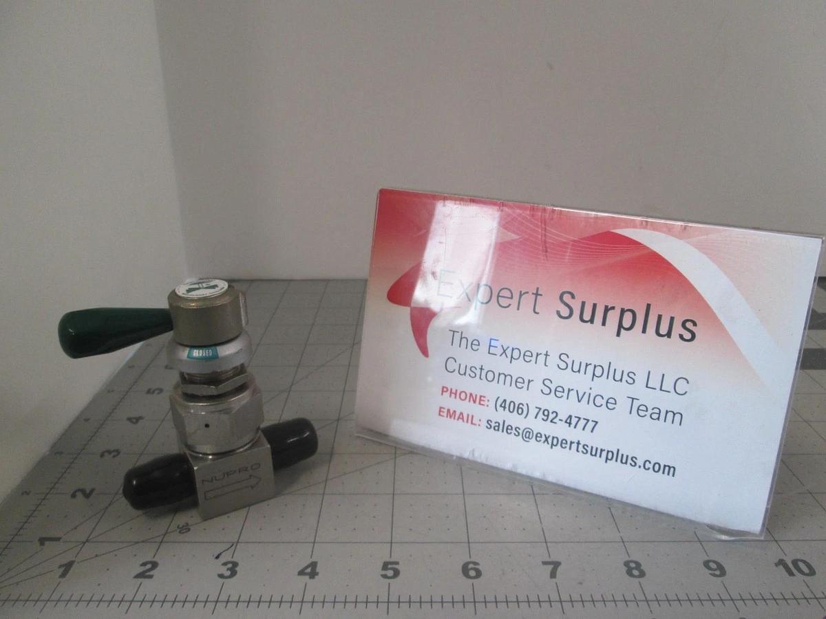 Used Nupro, SS-DLVCR4-FA-VP, Manual Valve w/ Green Valve, Used