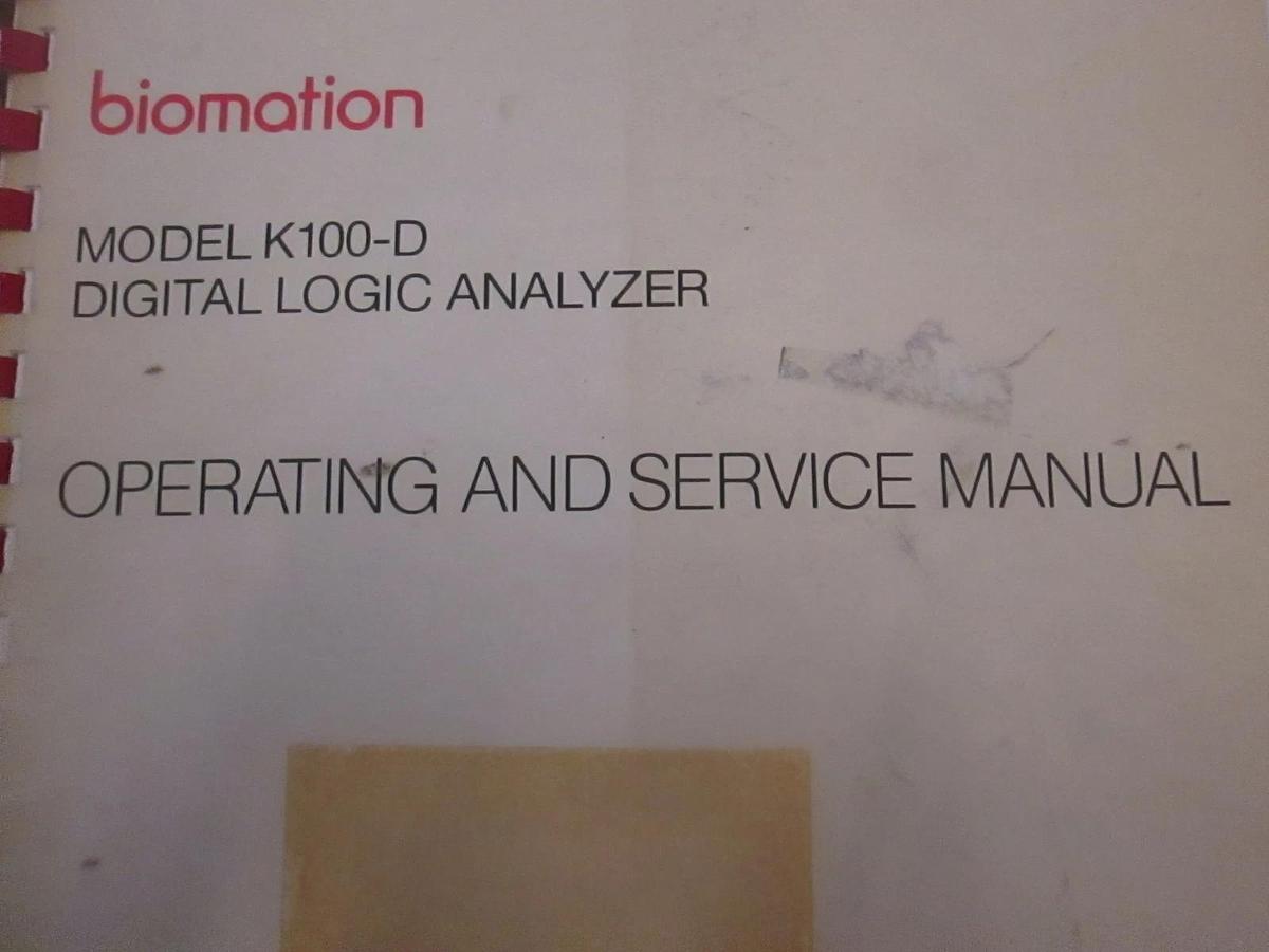 Used Gould K100-D Digital Logic Analyzer Operating and Service Manual, Used