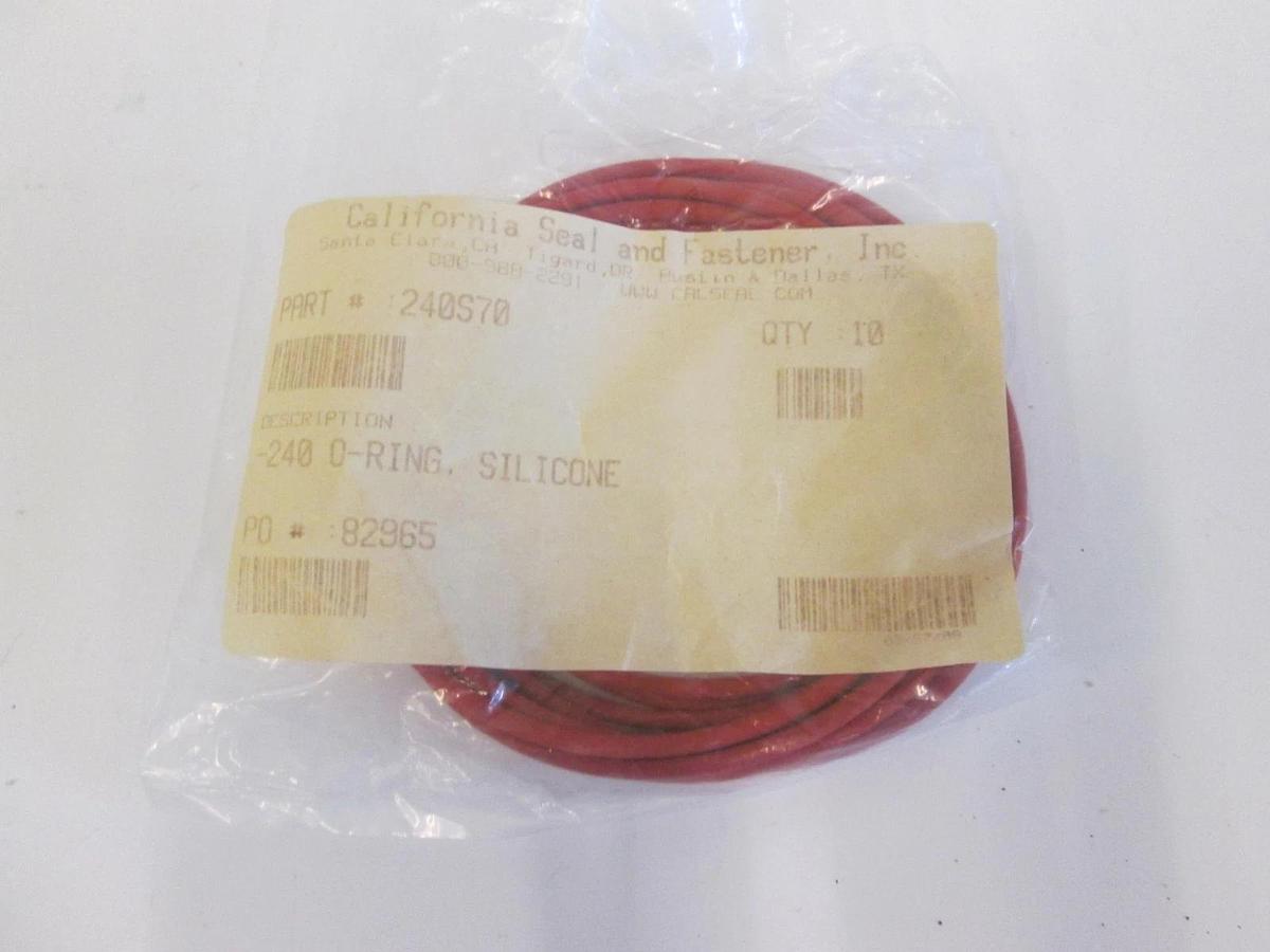 Used California Seal, 240S70, Silicone Red -240, O-Ring Lot of 10