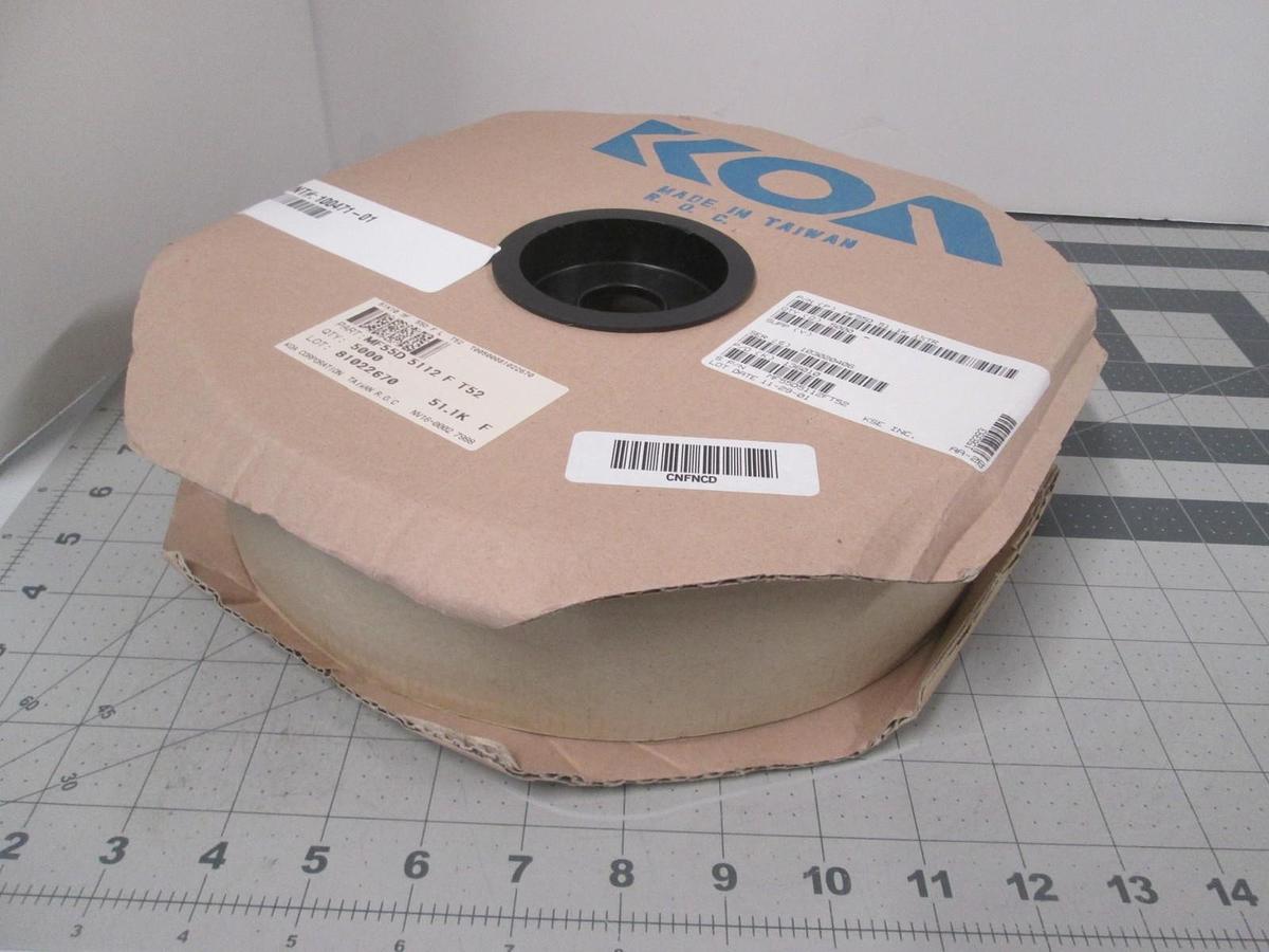 KOA, MF55D 5112 F T52, Resistor, Metal Film, 1K Ohm 1%, New, Reel of 5000