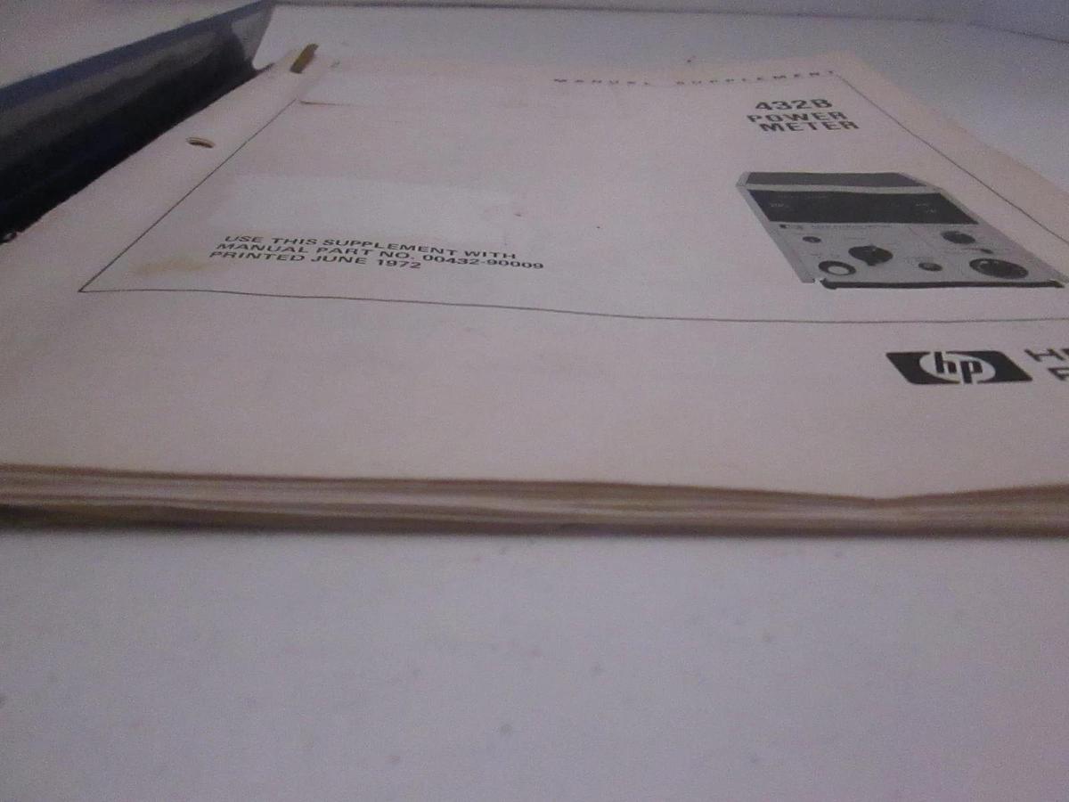Used HP Manual Supplement for 432B Power Meter, Used